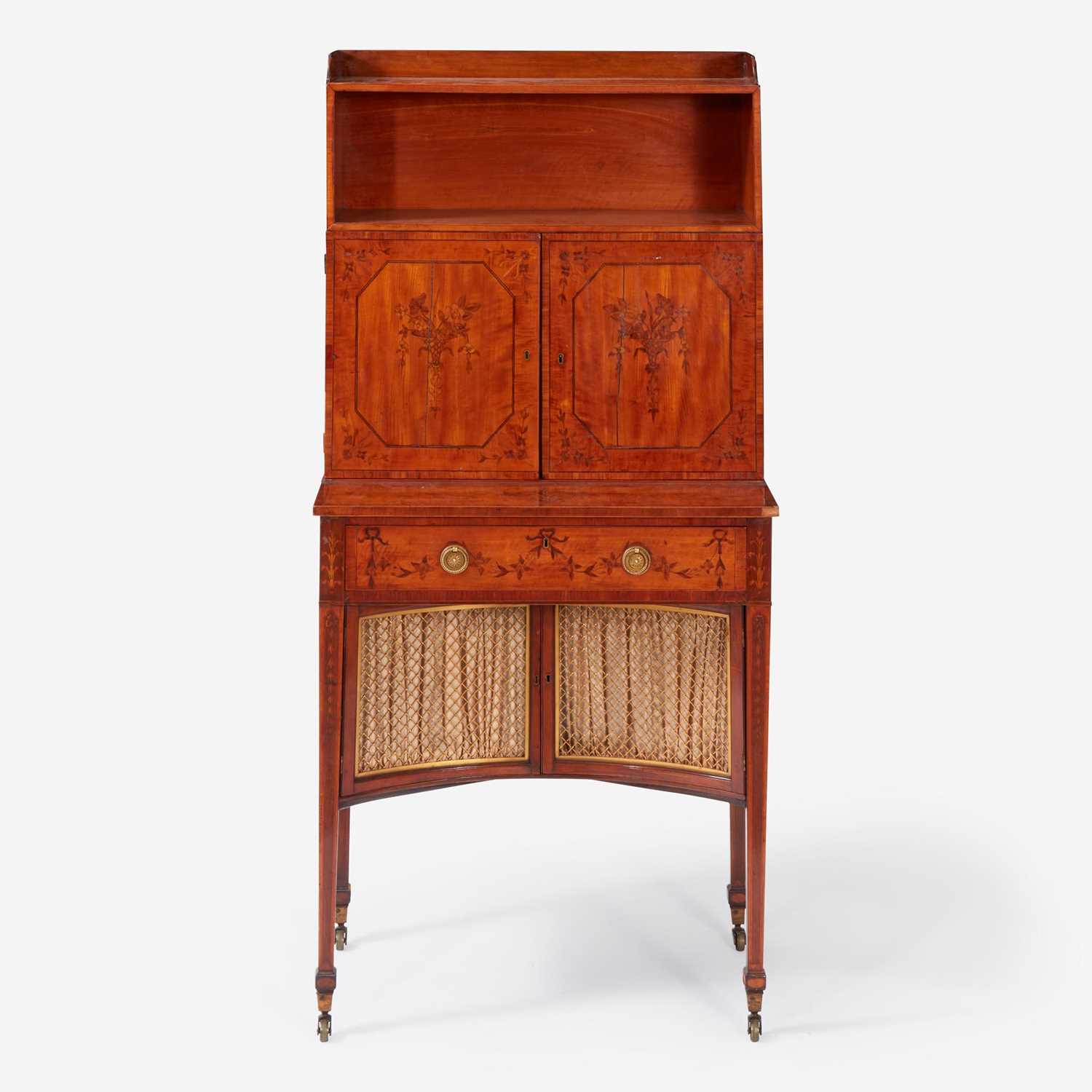 Lot 83 - A George III Marquetry Inlaid Satinwood and Fruitwood bonheur du jour