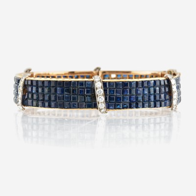 Lot 25 - A sapphire, diamond, gold, and platinum bracelet, Van Cleef & Arpels