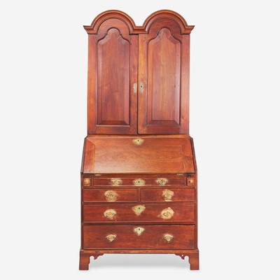 Lot 5 - The John Bartram Queen Anne double dome walnut desk and bookcase