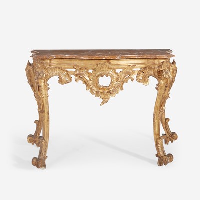 Lot 10 - An Italian Rococo Carved Giltwood Console Table