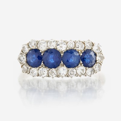 Lot 7 - A sapphire, diamond, and gold ring