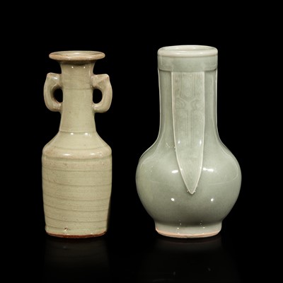 Lot 29 - Two Chinese celadon-glazed small vases