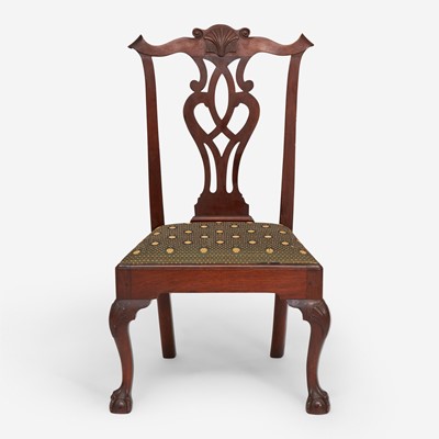 Lot 76 - A Chippendale carved walnut side chair