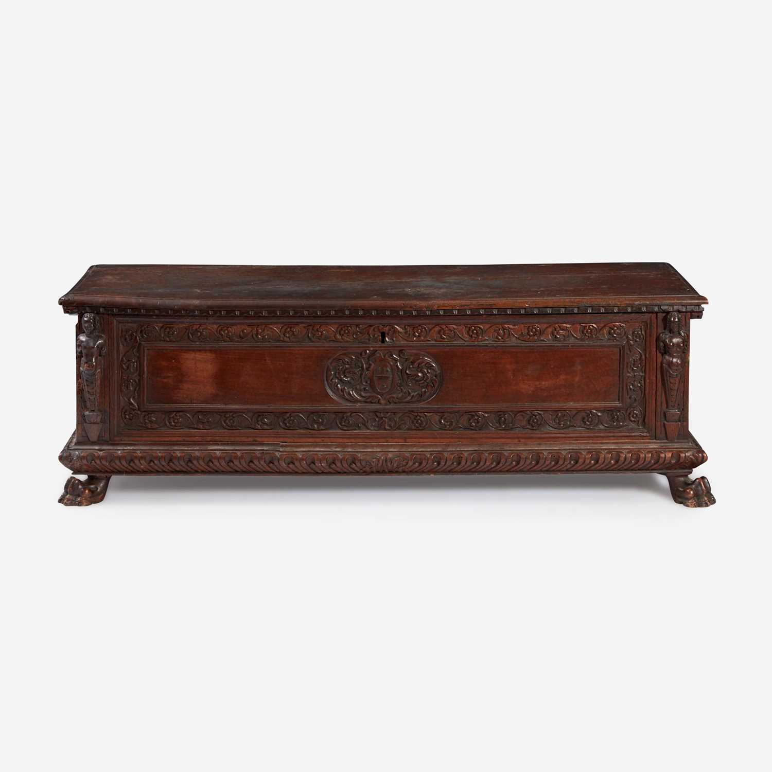 Lot 18 - An Italian Baroque Carved Walnut Cassone