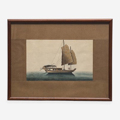 Lot 89 - A Suite of Eight Chinese Export Paintings of Junks and Vessels