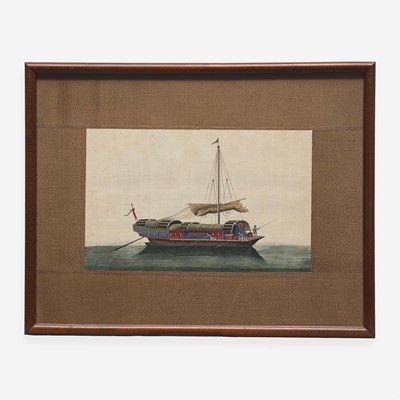 Lot 89 - A Suite of Eight Chinese Export Paintings of Junks and Vessels