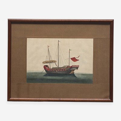 Lot 89 - A Suite of Eight Chinese Export Paintings of Junks and Vessels