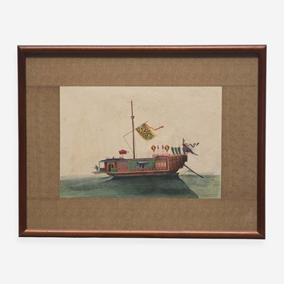 Lot 89 - A Suite of Eight Chinese Export Paintings of Junks and Vessels