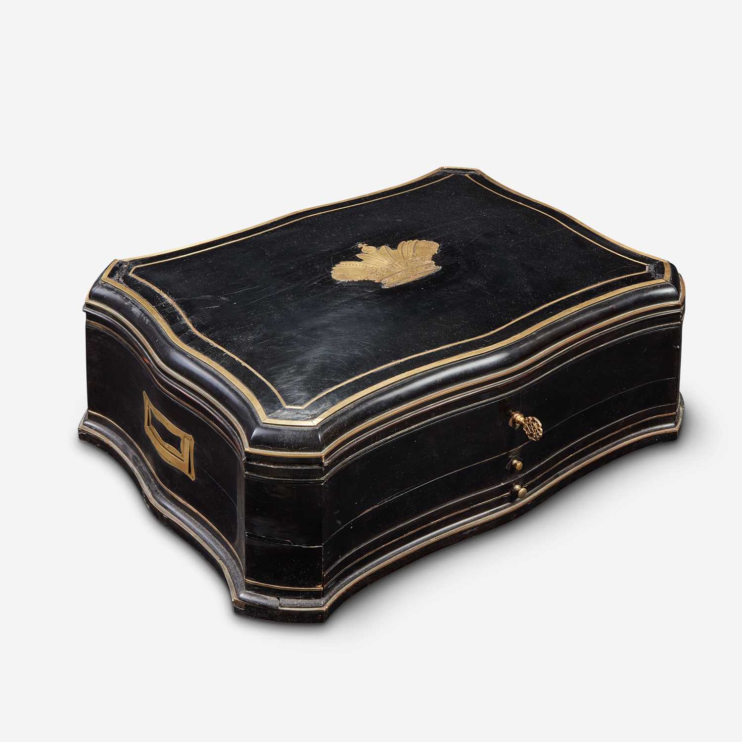 Lot 55 - A Napoleon III Brass Inlaid Ebonized Wood Artist’s Box*