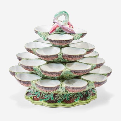 Lot 117 - A Minton Majolica Four-Tier Revolving Oyster Server