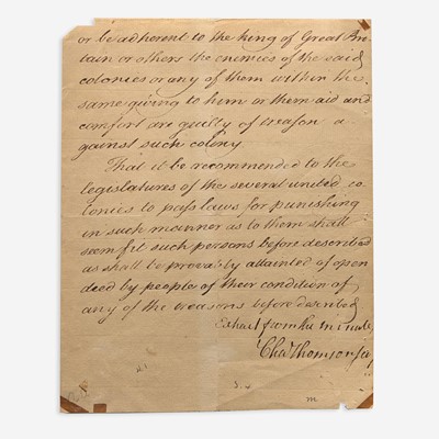 Lot 9 - [Americana] [American Revolution] Thomson, Charles