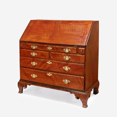 Lot 15 - A Chippendale figured maple slant-front desk