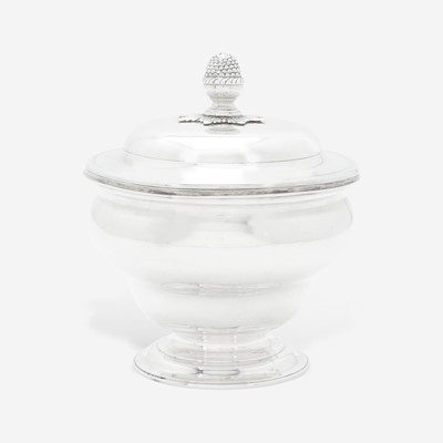 Lot 28 - A silver covered sugar bowl