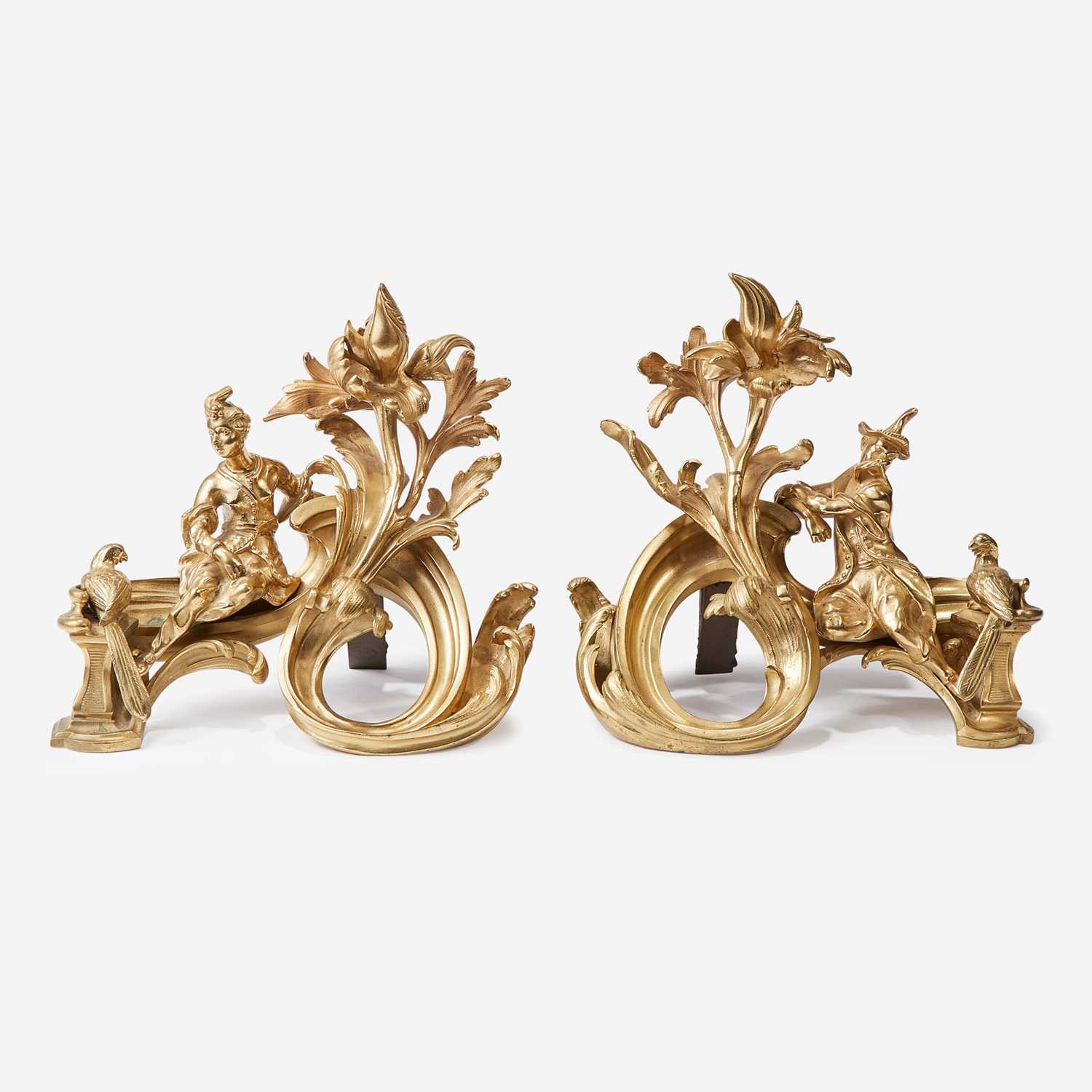 Lot 47 - A Pair of Louis XV Style Chinoserie Gilt Bronze Chenets