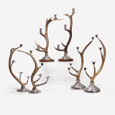 Lot 139 - A Group of Six Antler Candelabra